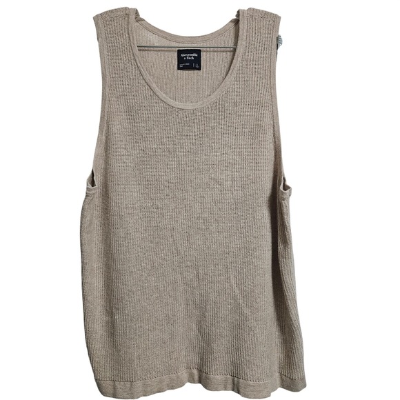 Abercrombie & Fitch Other - Abercrombie & Fitch Crochet Style Layering Knit Tank Mens Lg Tan Cotton Blend
